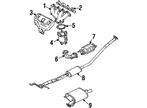 2000 Kia Sephia Exhaust Components Insulator Assembly-Exhaust Diagram for 0K2AA13390