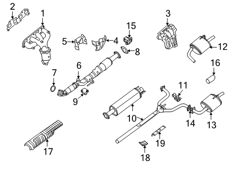 2008 Nissan Altima Exhaust Components, Exhaust Manifold Front Exhaust Tube Assembly Diagram for 20010-JA01B