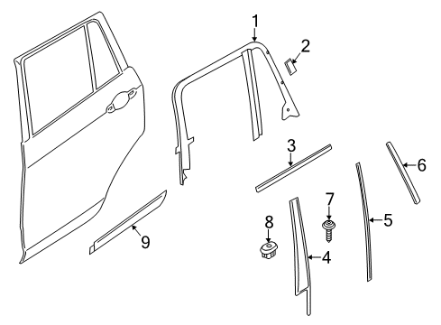 2018 BMW X4 Exterior Trim - Rear Door Inner Weatherstrip, Rear Left Door Diagram for 51227335695