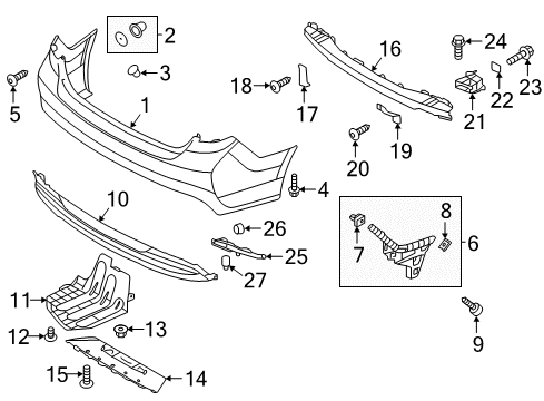 2017 Hyundai Sonata Rear Bumper Nut-Spring Diagram for 866173X000