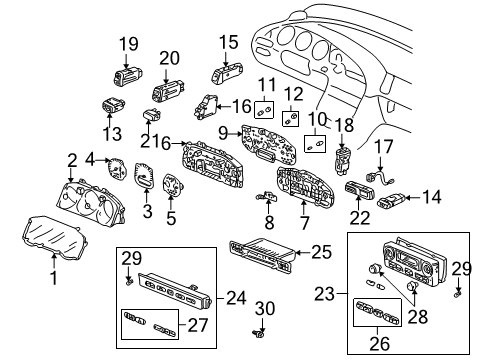 2001 Acura CL Switches Meter Assembly, Fuel & Temperature Diagram for 78130-S3M-A12