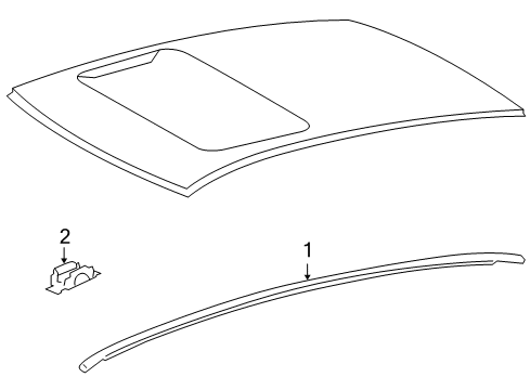 2010 Lexus HS250h Exterior Trim - Roof Moulding, Roof Drip Side Finish, Center RH Diagram for 75555-75010-A0