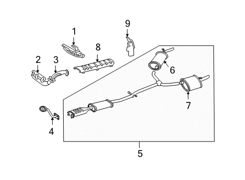 2002 Buick Park Avenue Exhaust Manifold Exhaust Muffler Assembly (W/ Exhaust & T/Pipe & 3W Diagram for 25749911