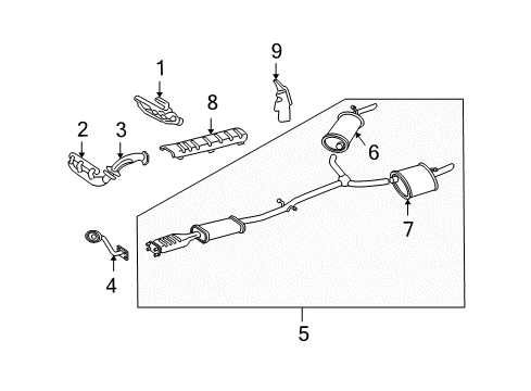 2001 Buick Park Avenue Exhaust Components Exhaust Muffler Assembly (W/ Exhaust & T/Pipe & 3W Diagram for 25754988