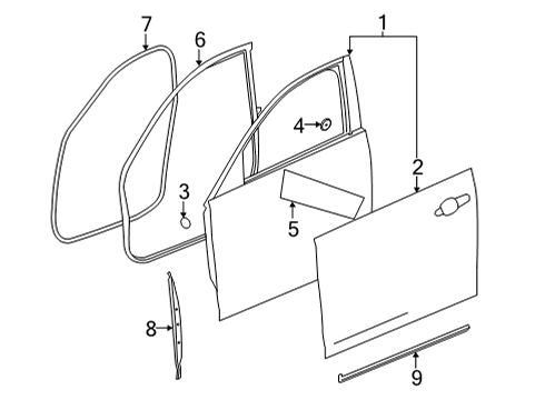 2020 Cadillac CT4 Door & Components Lower Weatherstrip Diagram for 23350712