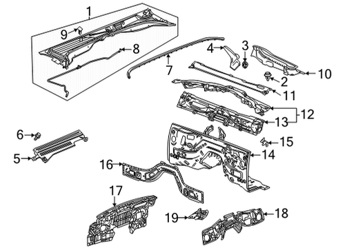 2020 Cadillac CT5 Cowl Insulator Diagram for 84623342