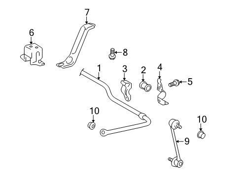 2011 Toyota Venza Stabilizer Bar & Components - Rear Stabilizer Bar Rear Bracket Diagram for 48832-0T010