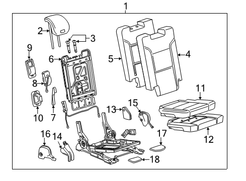 2015 Cadillac Escalade Third Row Seats Headrest Guide Diagram for 23465430