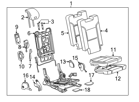 2015 Cadillac Escalade Third Row Seats Recliner Cover Diagram for 22974059