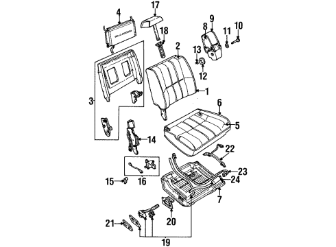 1994 Mercury Grand Marquis Power Seats Armrest Assembly Cover Diagram for F4OZ-54672A28-AAF