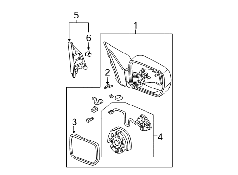 2004 Honda Pilot Mirrors Mirror Assembly, Driver Side Door (Midnight Blue Pearl) (R.C.) (Heated) Diagram for 76250-S9V-C11ZJ