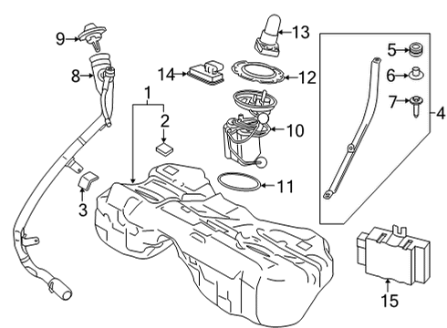 2022 BMW 840i Gran Coupe Fuel System Components PLASTIC FUEL TANK Diagram for 16119456482