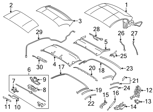 2009 BMW Z4 Convertible Top Console, Rear Module, Left Diagram for 54377192957