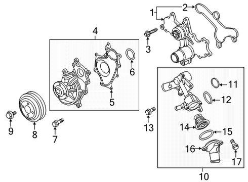 2021 Ford F-150 Water Pump Water Pump Assembly Gasket Diagram for L1MZ-8507-A