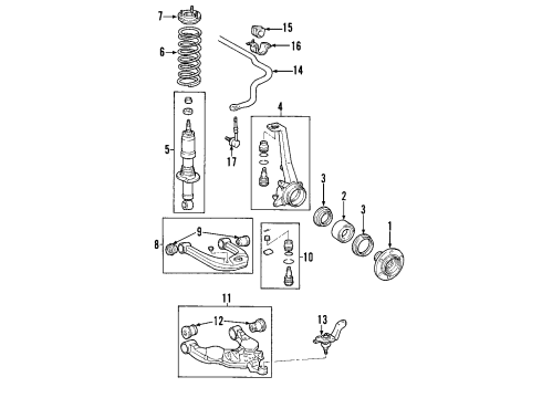 2008 Toyota Tundra Front Suspension Components, Lower Control Arm, Upper Control Arm, Stabilizer Bar Stabilizer Bar Diagram for 48811-0C020