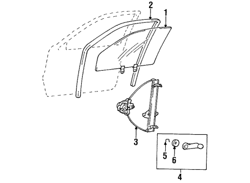 1995 Hyundai Accent Front Door - Glass & Hardware Front Right Power Window Regulator Assembly Diagram for 82404-22010