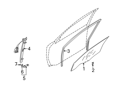 2003 Kia Rio Front Door Channel-Glass Run, RH Diagram for 0K30A58605A