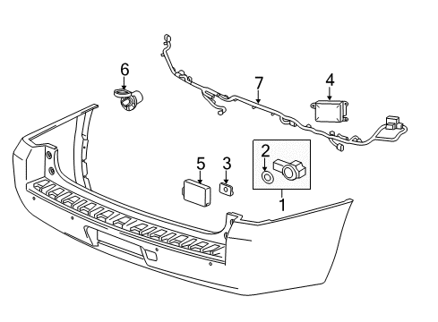 2020 Cadillac Escalade Electrical Components - Rear Bumper Park Sensor Bracket Diagram for 22976878