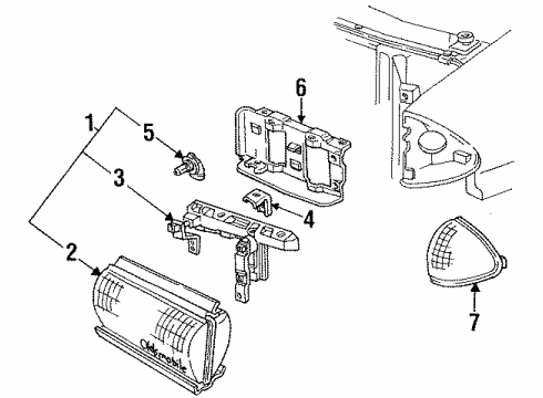 1992 Oldsmobile 98 Headlamps Cornering Lamp Asm - L.H. Diagram for 16512665