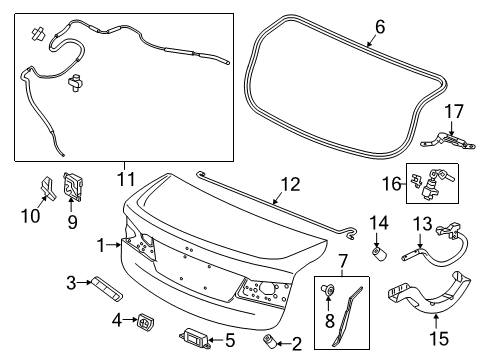 2017 Acura TLX Trunk Weatherstrip, Trunk Lid Diagram for 74865-TZ3-A01