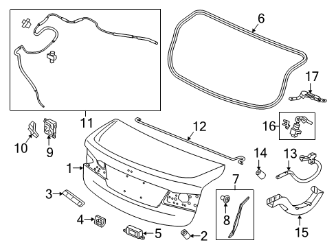 2017 Acura TLX Trunk Hinge Complete L, Trun Diagram for 68660-TZ3-A00ZZ