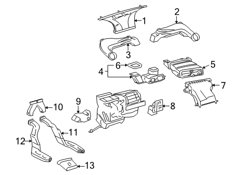2011 Toyota Yaris Ducts Center Duct Diagram for 55081-52010