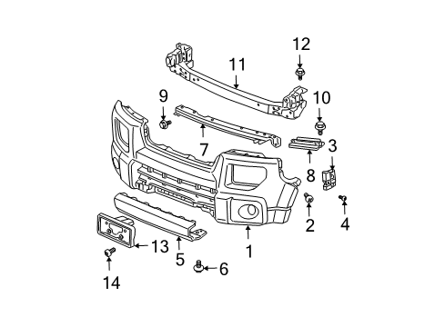 2005 Honda Element Front Bumper Base, Front License Plate Diagram for 71180-SCV-A00