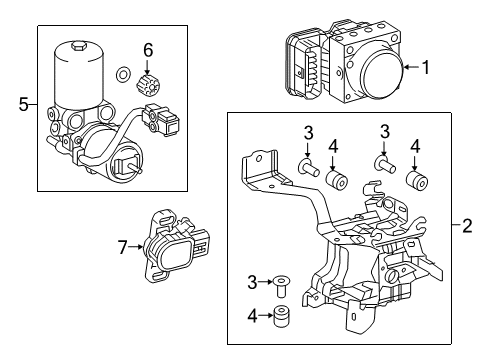 2022 Toyota Prius Prime ABS Components Mount Bracket Diagram for 44590-47063