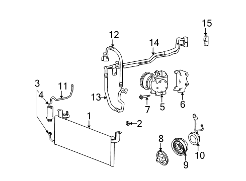 2003 Hyundai XG350 A/C Condenser, Compressor & Lines PULLEY Assembly-Air Conditioning Compressor Diagram for 97643-39130