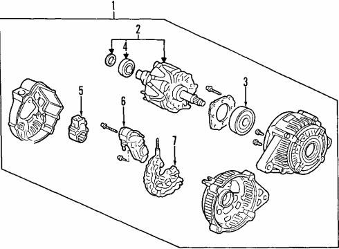 1999 Honda Prelude Alternator Regulator Assembly Diagram for 31150-PEA-003