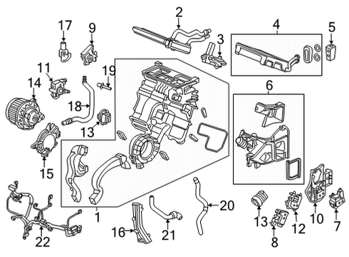 2022 Acura MDX A/C Evaporator & Heater Components Motor Assembly, Temp As Diagram for 79170-TYA-A41