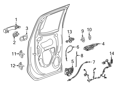 2019 GMC Sierra 1500 Rear Door Lower Hinge Diagram for 23396435