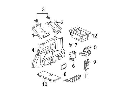 2006 Acura MDX Interior Trim - Quarter Panels Holder Assembly, Driver Side Lining Cup (Moon Lake Gray) Diagram for 84661-S3V-A01ZD