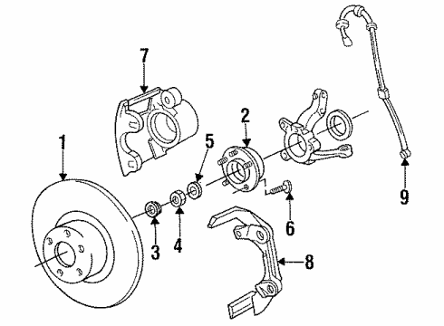 1994 Dodge Grand Caravan Front Brakes Anti-Lock Front Wheel Disc Brake Diagram for 4509212