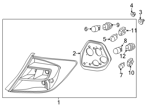 2012 Honda Civic Bulbs Grommet, Taillight Diagram for 91626-TA0-A01