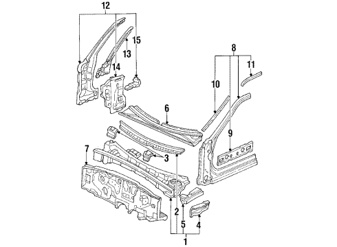 1990 Honda Prelude Cowl Dashboard (Lower) Diagram for 61500-SF1-A06ZZ