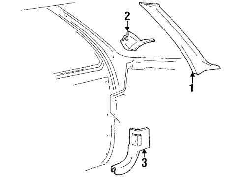 1991 Oldsmobile 98 Interior Trim - Cowl Molding Asm-Windshield Side Upper Garnish *Sapphire Diagram for 16653223