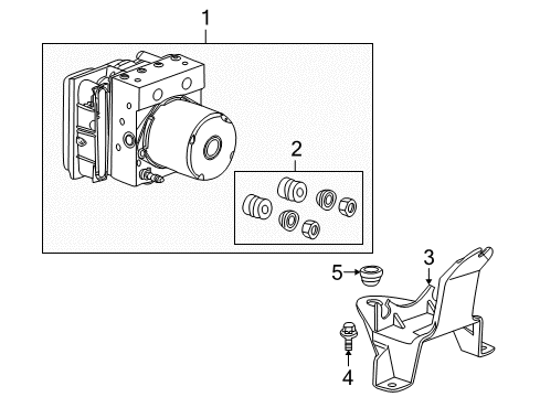 2010 Acura ZDX Anti-Lock Brakes Mounting Set, Modulator Diagram for 57107-SJC-A01