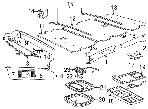 1996 Dodge B2500 Interior Trim - Roof Bulb Diagram for L0021102