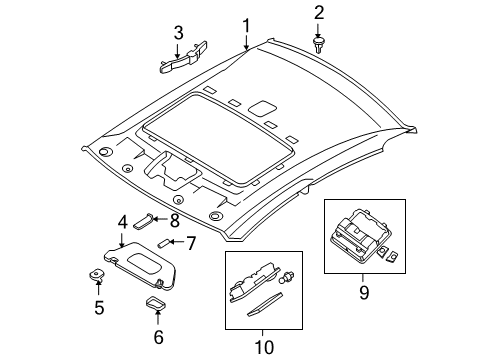 2010 Nissan Altima Sunroof Lamp Assembly Map Diagram for 26430-ZX01C