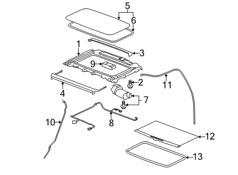 2006 GMC Sierra 1500 HD Sunroof Actuator Asm-Sun Roof Diagram for 10381806