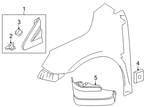 2010 Buick LaCrosse Exterior Trim - Fender Upper Molding Retainer Diagram for 11610795