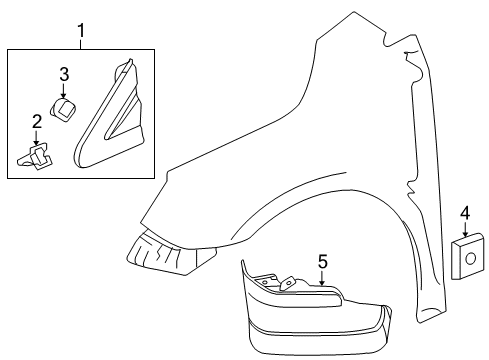 2010 Buick LaCrosse Exterior Trim - Fender Mud Guard Diagram for 19172935