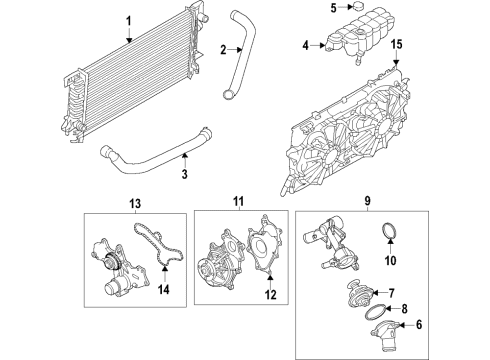 2019 Ford F-150 Cooling System, Radiator, Water Pump, Cooling Fan Thermostat Diagram for HL3Z-8575-A