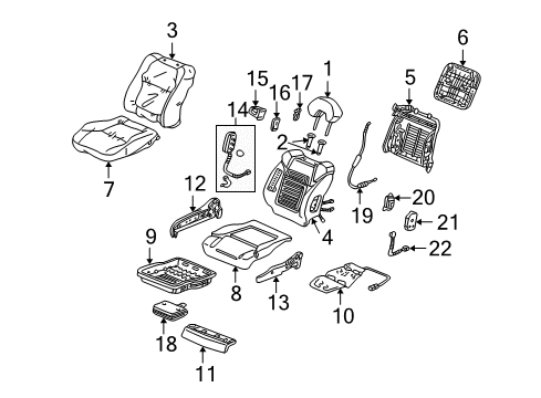 2002 Acura CL Front Seat Components Pad, Right Front Seat Cushion Diagram for 81132-S3M-A71