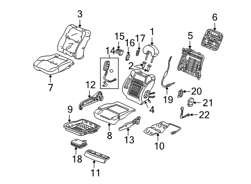 2002 Acura CL Front Seat Components Opds Unit Diagram for 81334-S3M-A74