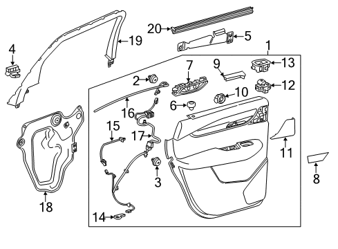 2020 Cadillac XT5 Interior Trim - Rear Door Door Trim Panel Diagram for 84707856