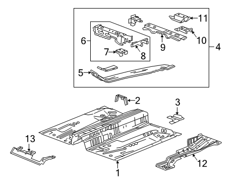 2017 Buick LaCrosse Floor Front Floor Pan Bracket Diagram for 23206318