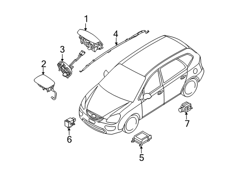 2007 Kia Rondo Air Bag Components Clock Spring Contact Assembly Diagram for 934901D550