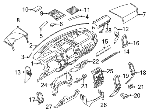 2015 Ford F-150 Instrument Panel Components Panel Cover Diagram for FL3Z-1504338-AC